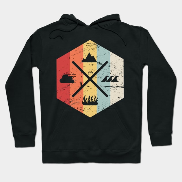 Retro Vintage Four Elements Icon Hoodie by MeatMan